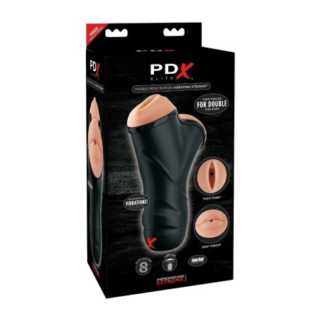 doppelter oral- und vaginastibrator für männer mit vibrierfunktion pdx elite double penetration