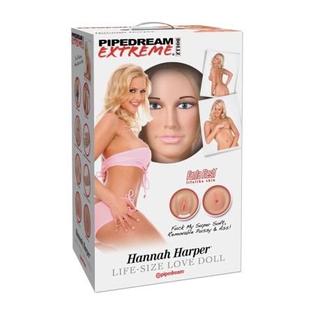 life-size inflatable doll with 3d face, vagina, anus, and pump extreme dollz hannah harper