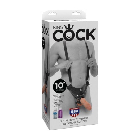 strap-on com dildo vazio e tirantes king cock 25,5 cm