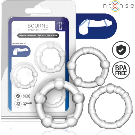set di 3 anelli per il pene bourne