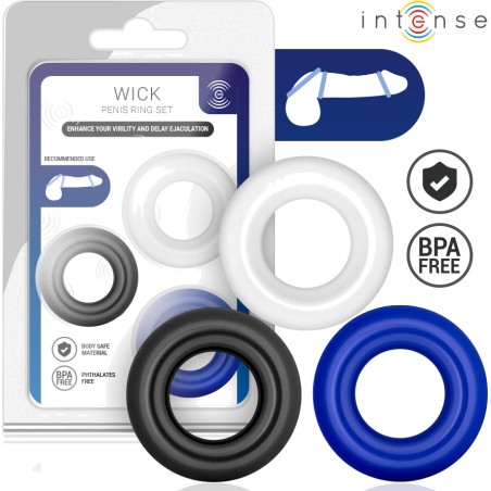 set di 3 anelli colorati per il pene wick