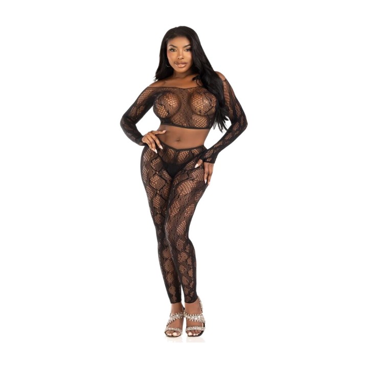 LEG AVENUE Krop top z nasmjetom python in noge brez nogavic