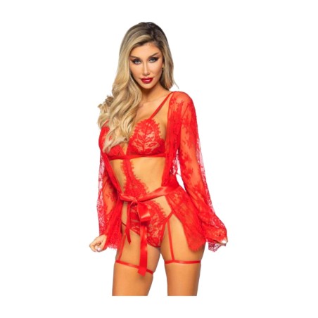 ensemble body et robe de chambre avec porte-jarretelles 86123