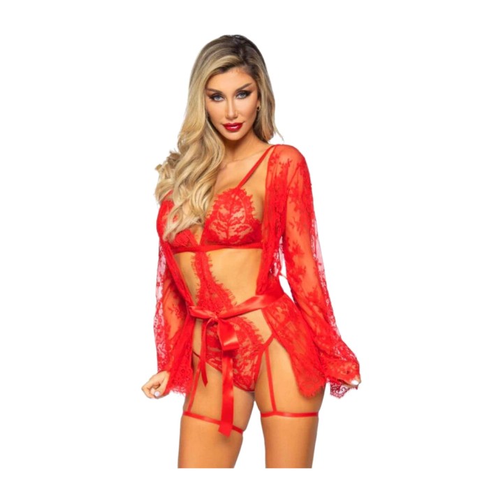 LEG AVENUE Set de body y bata con liguero 86123