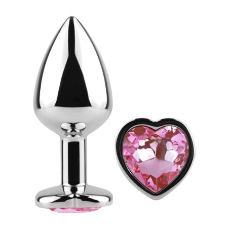 metalisk analplug med hjärtformig sköte 7 cm