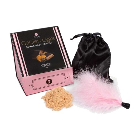 kit de polvos comestibles con pluma sabor chocolate afrodisíaco golden light