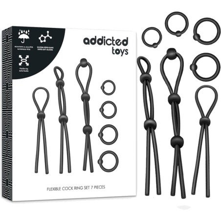 set med 7 flexibla siliconringar för penis