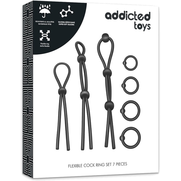 ADDICTED TOYS Set med 7 flexibla siliconringar för penis