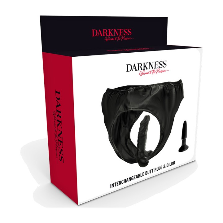 DARKNESS Panties harness with interchangeable anal plug and
