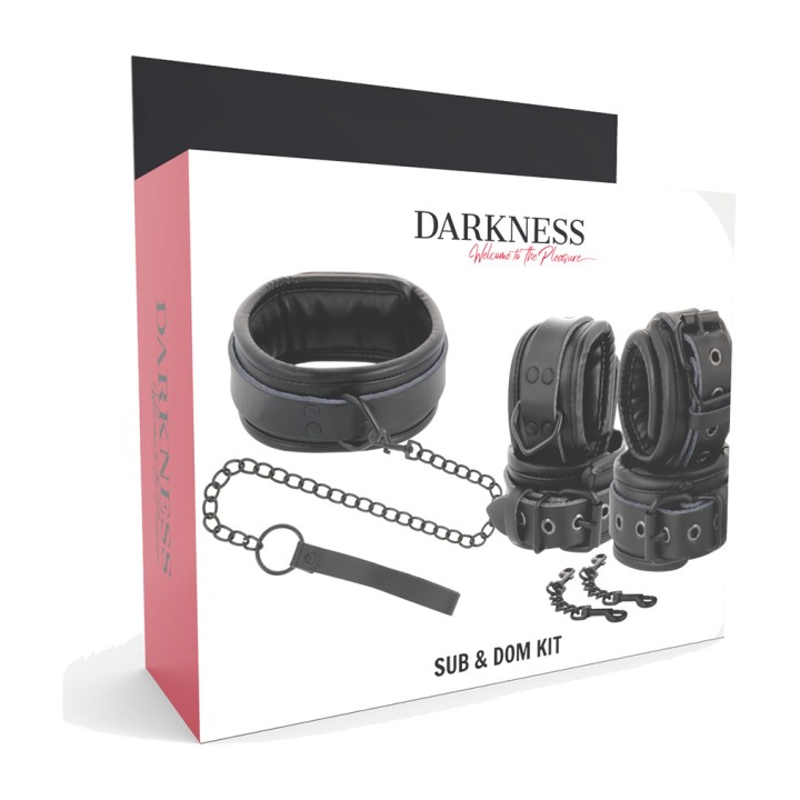 DARKNESS Leather bracelets and collar D-221255