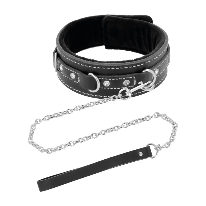 DARKNESS Collier en cuir doublé avec une courroie de haute