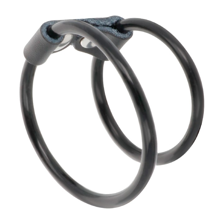 DARKNESS Double flexible leather ring for the penis D-221252