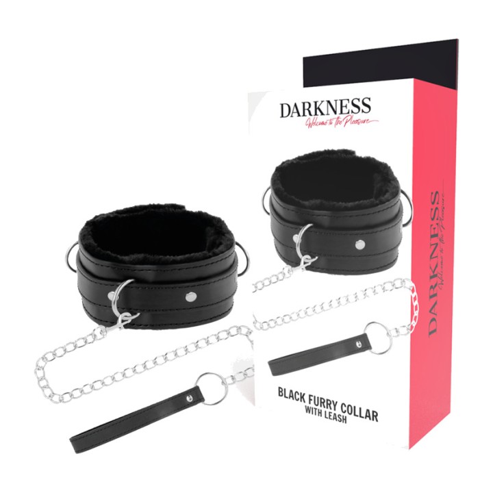 DARKNESS Comfortable posture collar of leather with chain