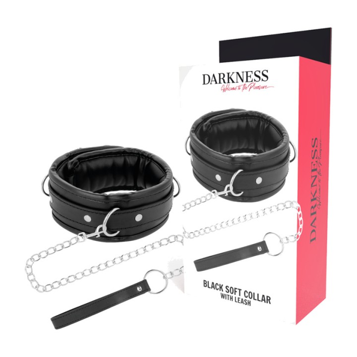 DARKNESS Colar de couro macio com corrente 27697 D-221154