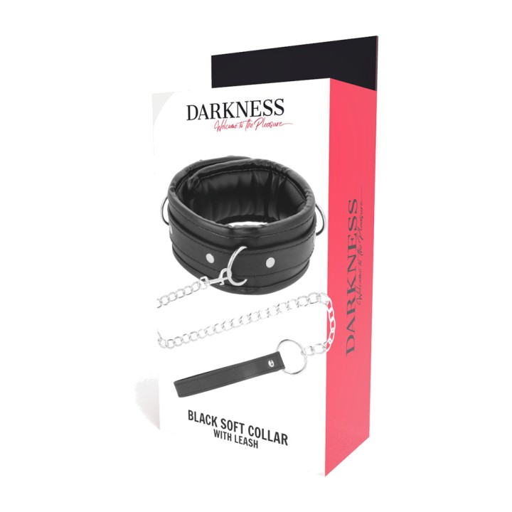 DARKNESS Colar de couro macio com corrente 27697 D-221154