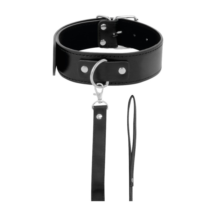 DARKNESS Leather posture collar with chain D-221151