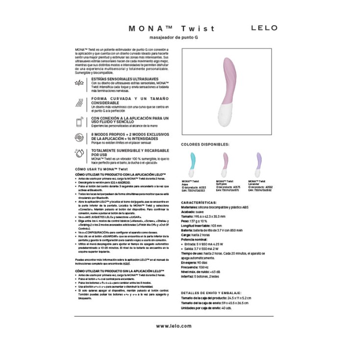 LELO Rechargeable G-Spot Vibrator with App Control MONA