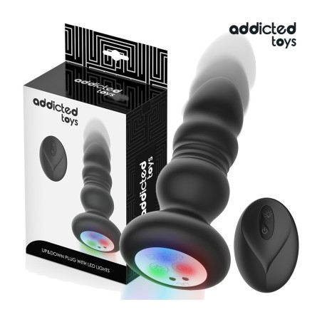 plug anal vibrador thrusting con luz led y control remoto