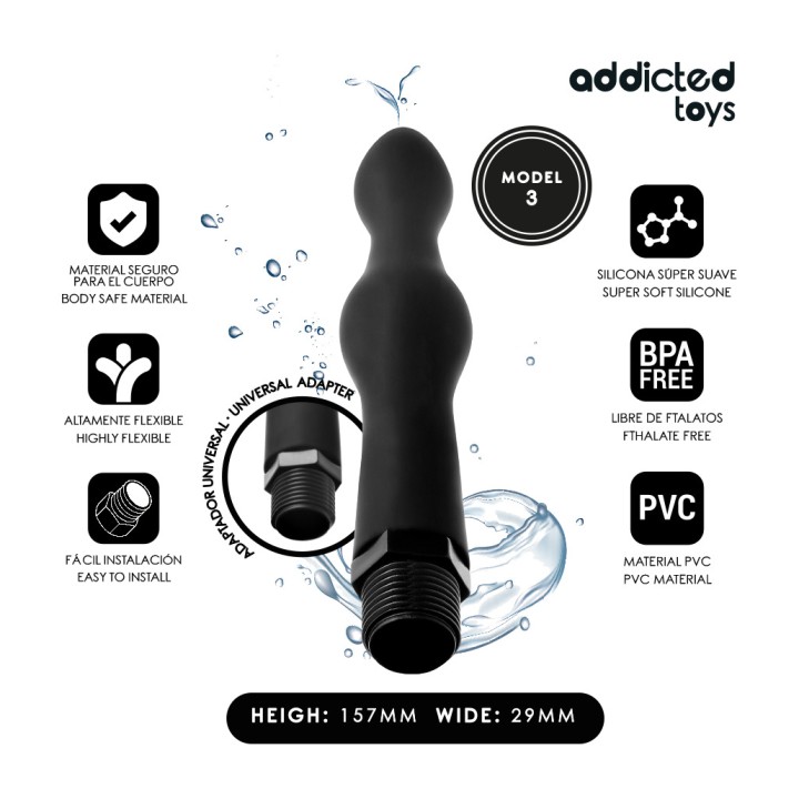 ADDICTED TOYS Limpa-anal com adaptador universal modelo 3