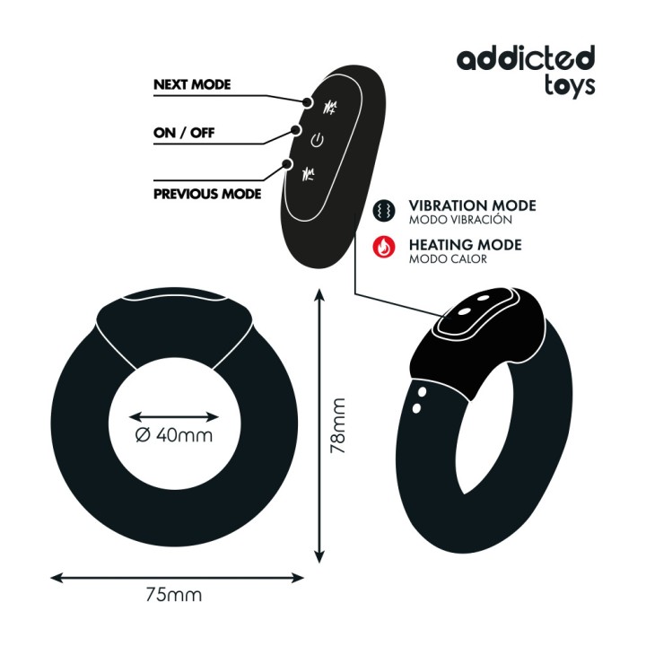 ADDICTED TOYS Vibrating ring for the penis with heat effect