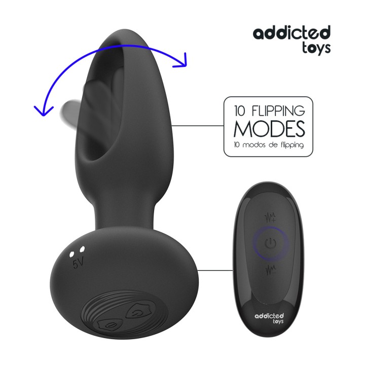 ADDICTED TOYS Plug anal com língua vibratória e controle