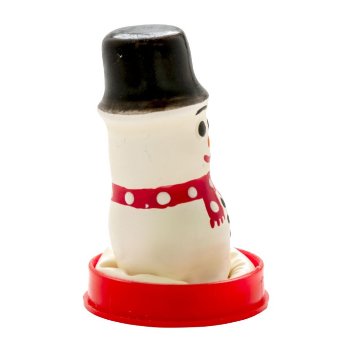 CONDOMERIE Handpainted dekorerad kondom i snömanform