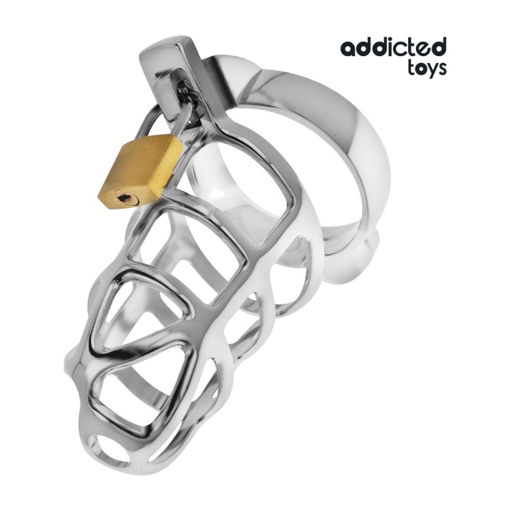 ADDICTED TOYS Metal penis cage LOCKED-SILVER LOCK