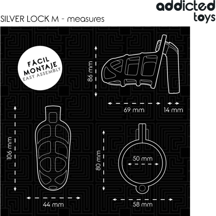 ADDICTED TOYS Metalna celica za penis LOCKED-SILVER LOCK