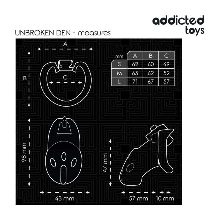 ADDICTED TOYS Pénisová kleceľ LOCKED-UNBROKEN-DEN-9,8CM