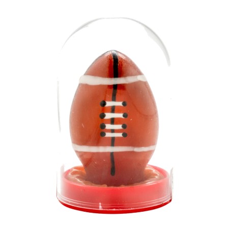handpainted dekorerad kondom i rugbybollform