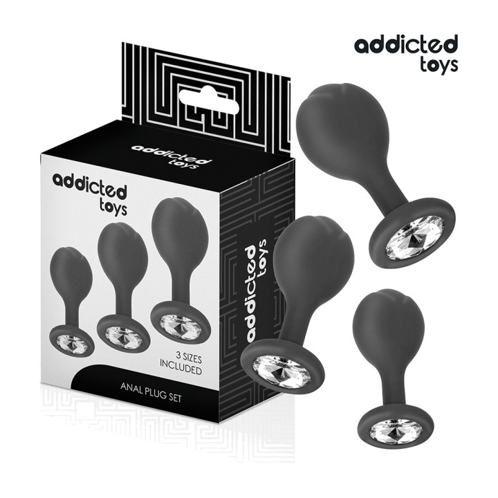 ADDICTED TOYS Set van 3 anale plugs silicona met juweel