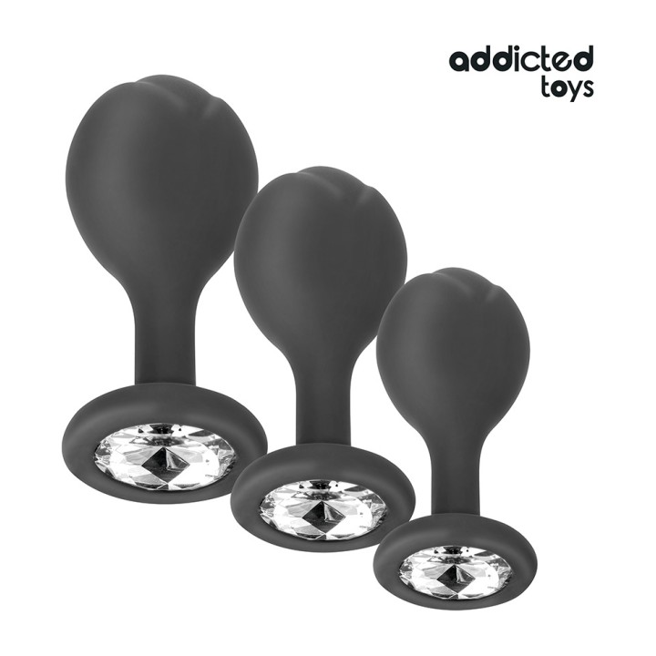 ADDICTED TOYS Set de 3 plugs anales silicona con joya