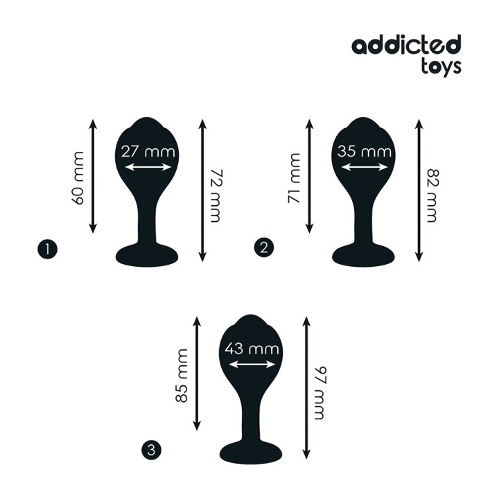 ADDICTED TOYS Set med 3 analpluggar av silikon juvel