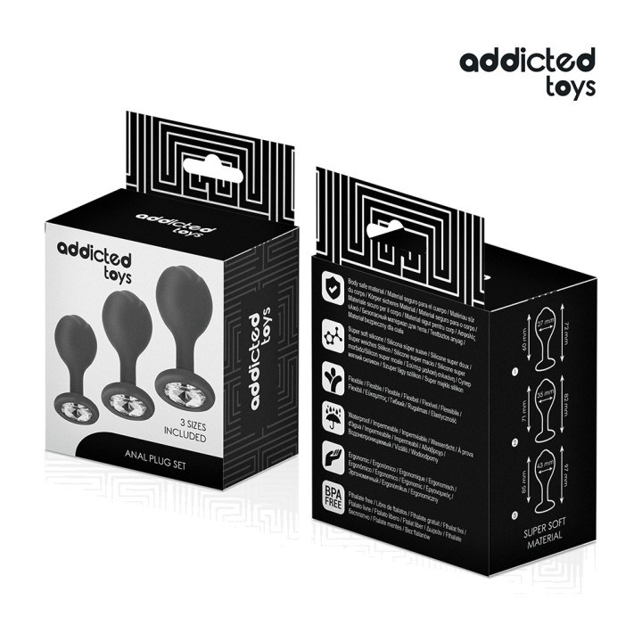 ADDICTED TOYS Set mit 3 analen Pluggs aus Silikon Edelstein