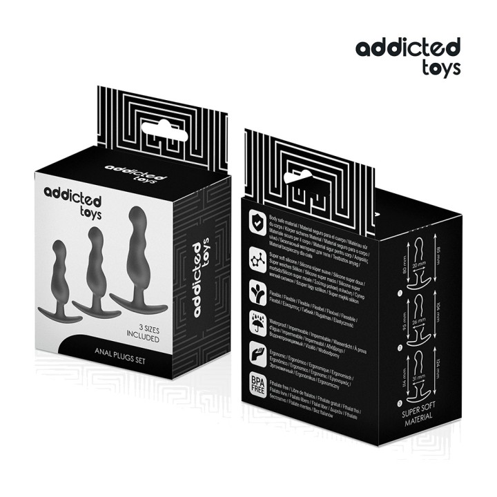 ADDICTED TOYS Set af 3 analplugs i silicon, model 1 D-242830