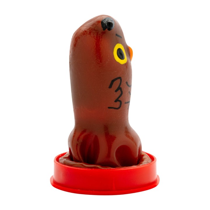 CONDOMERIE Handpainted dekorerad condom i form av uggla