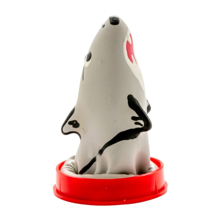 CONDOMERIE Decorative hand-painted shark-shaped condom model