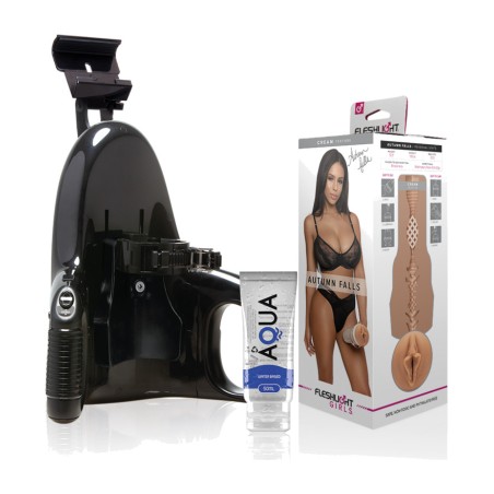 pack af masturbator med vaginal form, automatisk base og lubricant autumn-falls cream-universal-launch aqua quality 50 ml