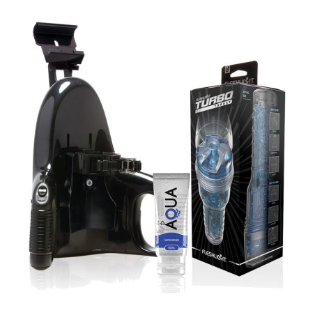 set di masturbatore maschile con base automatica e lubrificante turbo thrust blue ice-universal-launch aqua quality 50 ml