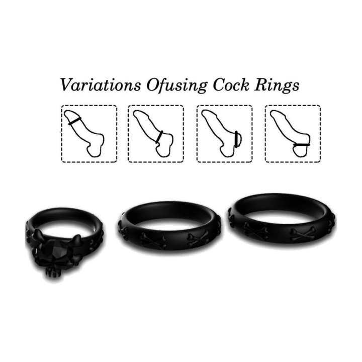 ARMONY Anelli per il pene in silicone con teschio D-238033