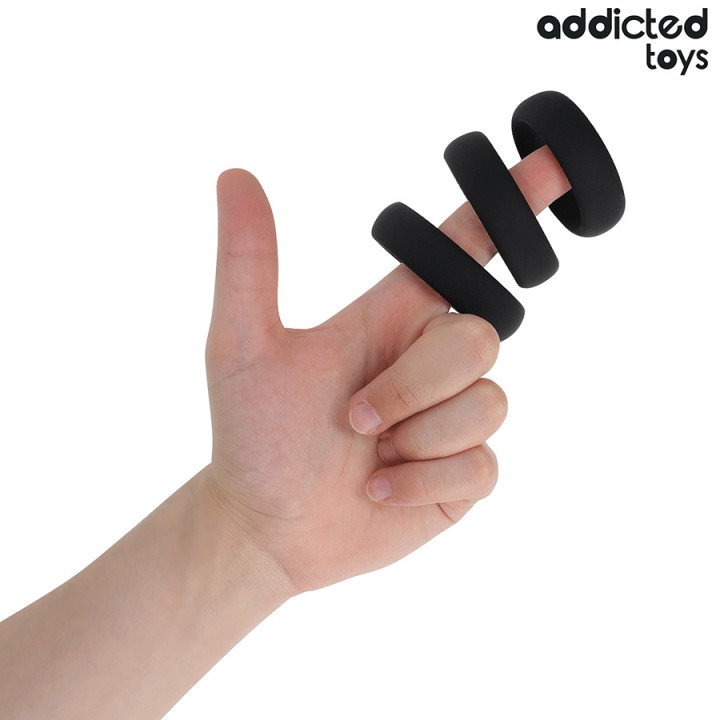 ADDICTED TOYS Sada rovínkových siliconových prstenov pre