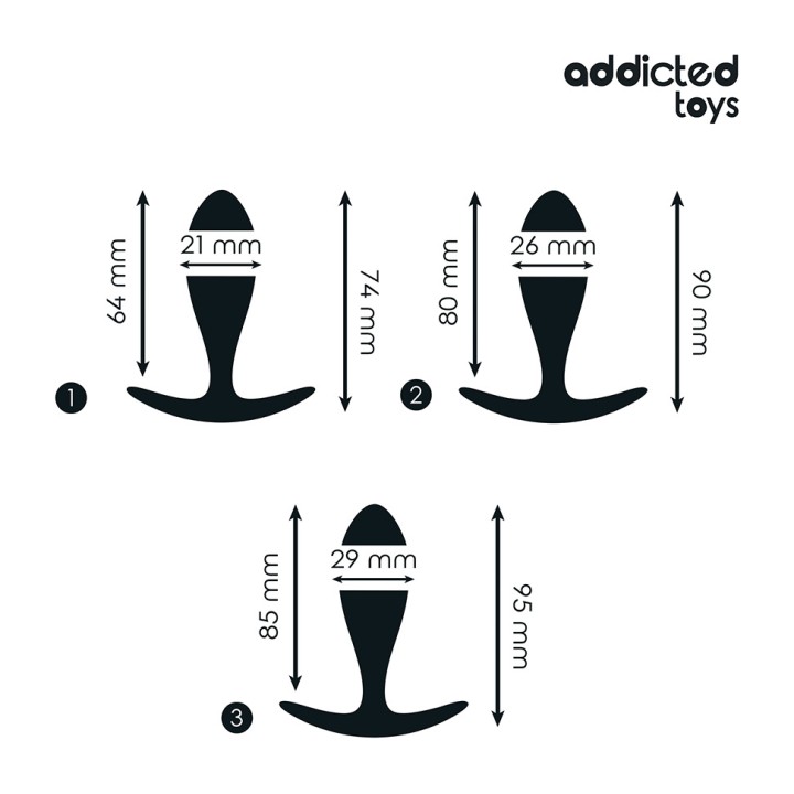 ADDICTED TOYS Set af 3 analplugs i silicon, model 2 D-242831