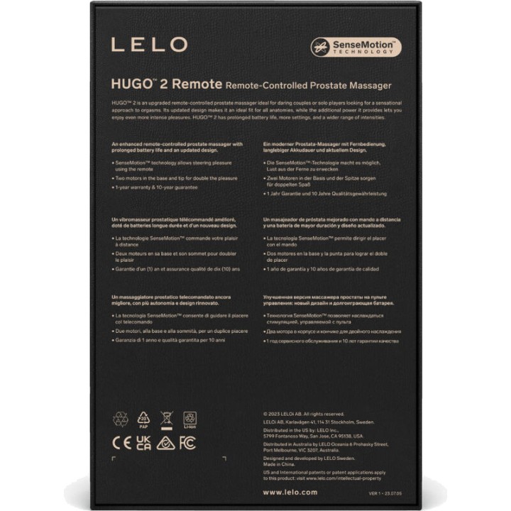 LELO Masseur de prostate avec télécommande HUGO 2