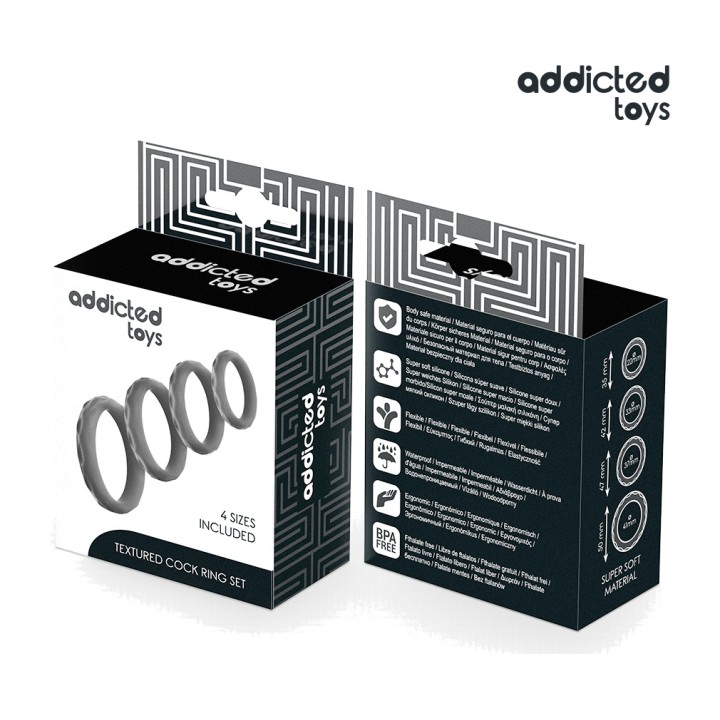 ADDICTED TOYS Set av texturade ringar för fjätret i 4
