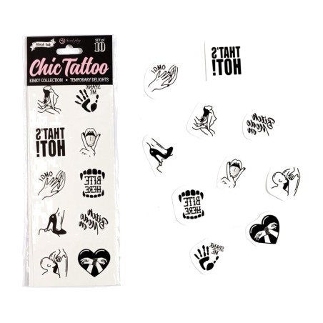 pack med 10 temporära tatueringar kinky collection