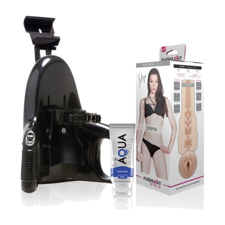 pack de masturbador vaginal amb base automàtica i lubrificant stoya-destroya-universal-launch aqua quality 50 ml