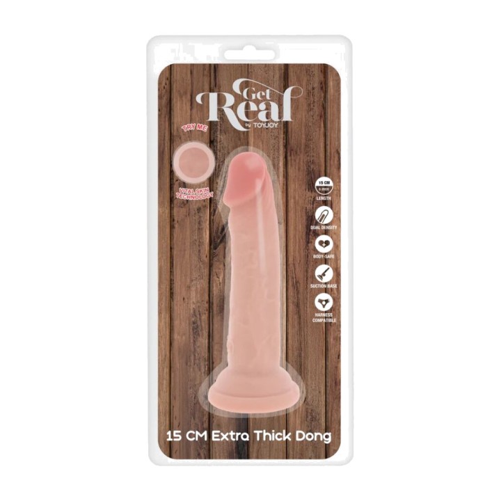 GET REAL Realistic Thick Dual Density TPE Dildo DELUXE 15 CM