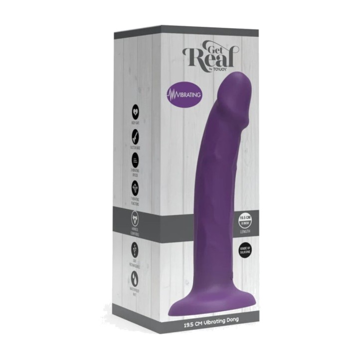 GET REAL Dildo realístico de silicone com vibração 19,5 CM