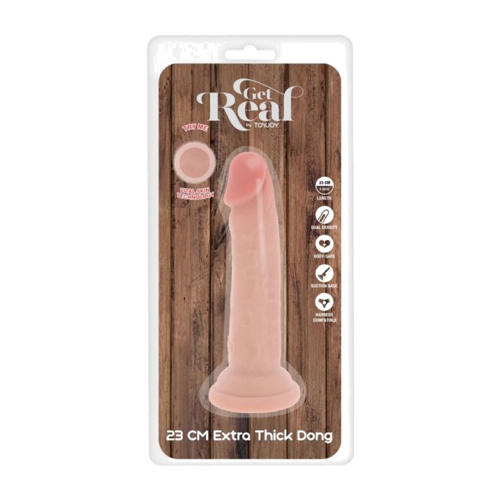 GET REAL Realistic Thick Dual Density TPE Dildo DELUXE 23 CM