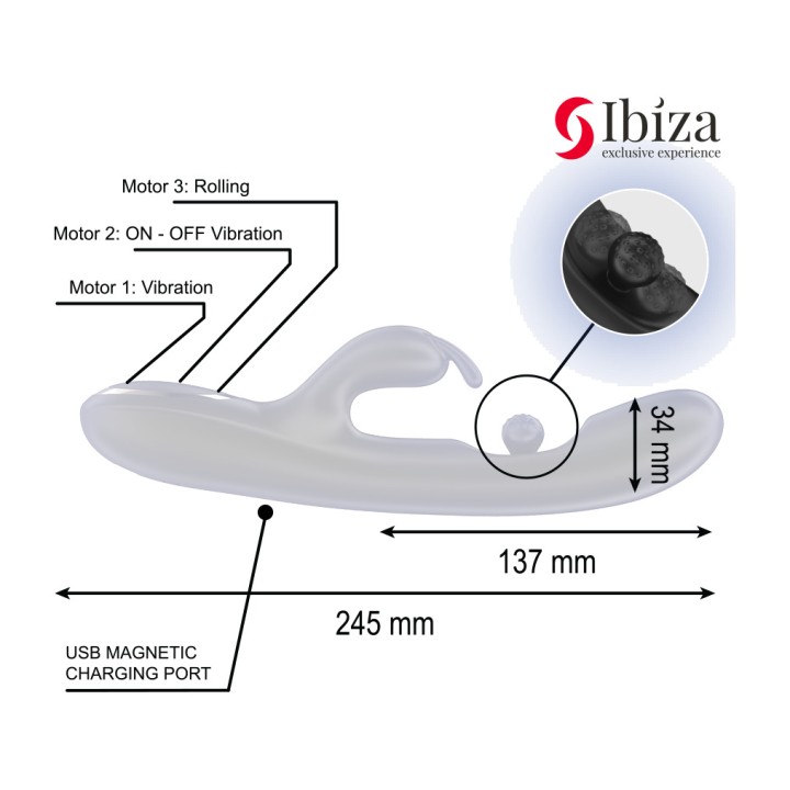 IBIZA TECHNOLOGY Powerful rabbit vibrator with rotating